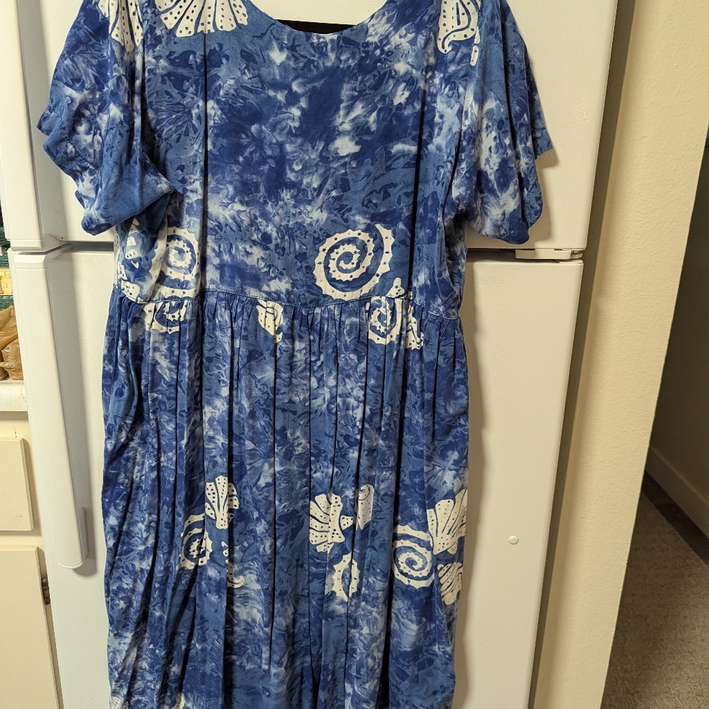 Blue and White Patterned Dress